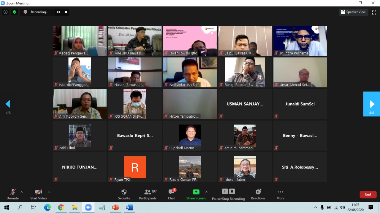 2 (Dua) Hari Jelang Pelaksanaan Verifikasi Faktual, Bawaslu Riau Ikuti Rakornas Persiapan Pengawasan